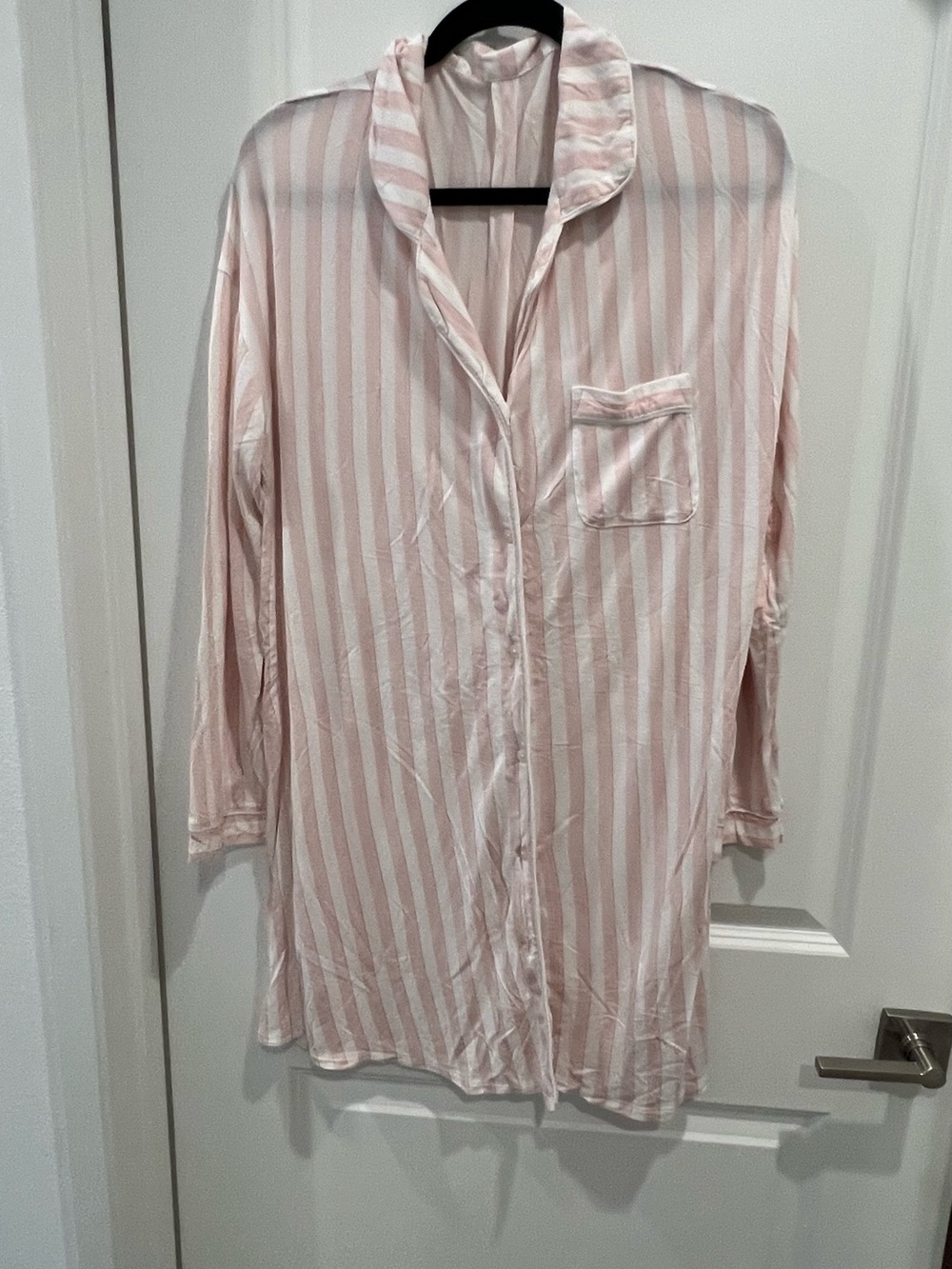 stars above Pink and White Striped Button-Front Sleep Shirt